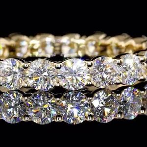 Magnifique VVS Moissanite Eternity Band Ring 925 Silver Diamond Halo Band 14K Gold Plated Beautiful Moissanite Band Wedding Gift - Product Image 5