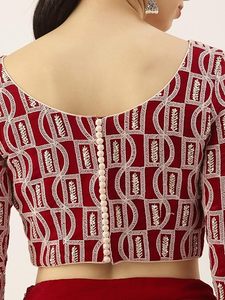 Trendmalls A-Line Georgette Lehenga Choli para mujer Red bordada natural Dupatta Transpirable Ecológico () - Product Image 4