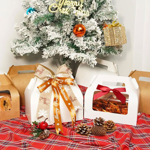 กล่องของขวัญทรงสี่เหลี่ยมสีขาวสไตล์วินเทจกล่องใสพับได้สะดวกสำหรับคริสต์มาสลูกกวาดคุกกี้ผลไม้พายแบบพกพา - Product Image 3