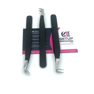 Revêtement en poudre noire professionnelle pointe argentée Volume de botte Extension de cils en acier inoxydable pince à épiler Logo personnalisé Instrument de beauté - Product Image 6