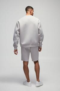 Sudadera gris claro de gran tamaño Unisex peso pesado doble punto mezcla de poliéster pulóver hombro caído logotipo personalizado sudaderas con capucha de invierno - Product Image 3