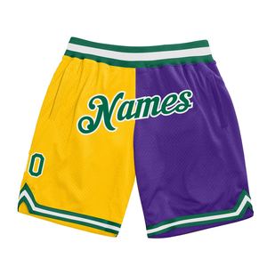Industrie Direct Engro Sportswear Short de basket-ball Short de basket-ball à la mode fendu en or personnalisé Kelly Vert-Violet - Product Image 1