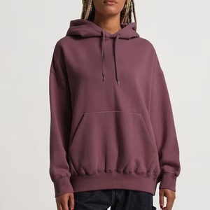 Nueva llegada de gran tamaño de las mujeres de peso pesado 100% sudaderas con capucha de algodón con hombro caído de manga larga sudaderas de invierno de punto - Product Image 2
