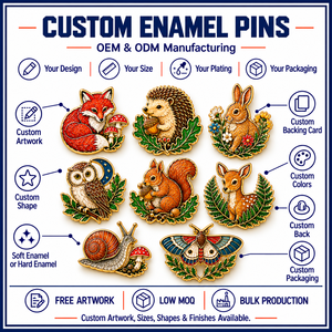 Badges en relief personnalisés en métal, animaux de la forêt, pour vestes et sacs à dos, vente en gros, OEM ODM - Product Image 4
