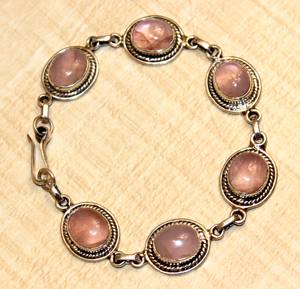 Handcrafted 925 Silver Sterling Bohemian Style <b>Bracelet</b> Natural <b>Rose</b> <b>Quartz</b> Healing Crystal Stone Piedras Naturales Buddhism - Product Image 6
