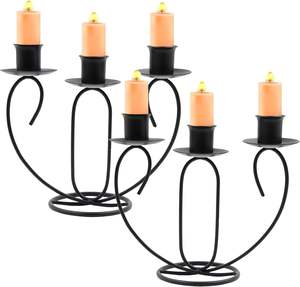 Bougeoir 9 branches pour bougies piliers, support à bougies noir en fer, centre de table, décoration de cheminée, décoration de sol, décoration de l'Avent - Product Image 3