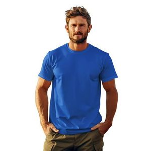 Camiseta básica clásica de algodón 100%, cómoda, de punto con cuello redondo, versátil, patrón sólido, armario atemporal, básico para hombres y mujeres - Product Image 1