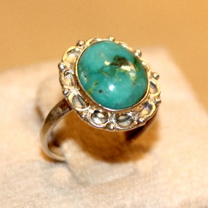 Bague tendance pour femme en turquoise, en argent 925, avec technologie de sertissage sur mesure, excellent cadeau de joaillerie - Product Image 6