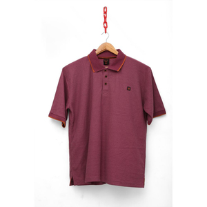 Polo uni pour homme en maille texturée – Coupe ajustée avec bordure contrastante - Product Image 1