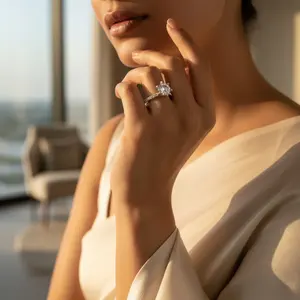 "925 Silver <b>Crystal</b> Engagement <b>Ring</b> for Women-Gift Option" - Product Image 1