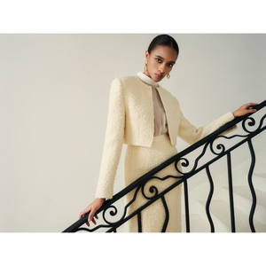 New Style Crop Top <b>Jackets</b> <b>Ladies</b> <b>Tweed</b> Fabric Front Clasp Long-sleeved JITA CROPPED WOOL BLEND <b>TWEED</b> <b>JACKET</b> Clothes for Women - Product Image 1