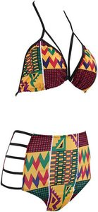 ชุดว่ายน้ำบิกินีดันทรงเอวสูงพิมพ์ลายสัญลักษณ์ชนเผ่าแอฟริกันสำหรับผู้หญิง - Product Image 4