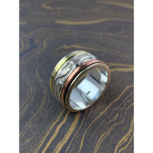 10.7 Grams Three Tone <b>Spinner</b> <b>Ring</b> Rose Gold Gold Plated Inlay Fashionable Bohemian Classic Christian Style Trendy Number Gift - Product Image 1