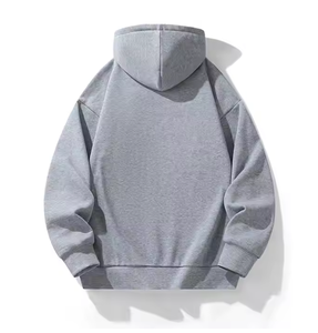 Sweat à capuche surdimensionné à manches longues pour hommes, hauts en polaire décontractés de rue avec col double couche, logo avant, capuche de couleur unie - Product Image 2