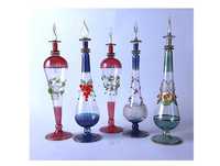 Botellas de Perfume Altas de Cristal Egipcias Hechas a Mano con Grabado Ácido y Dorado, Diseño Único y de Excelente Calidad