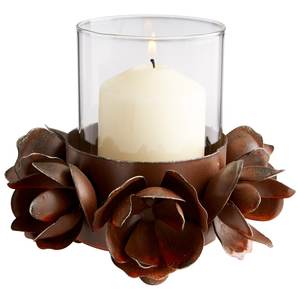 เชิงเทียนโลหะเคลือบสีทองราชวงศ์พร้อมปล่องไฟแก้ว - Product Image 2