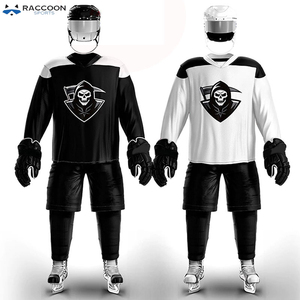 Uniformes de Hockey sobre Hielo al por Mayor de Alta Calidad, 100% Algodón, Secado Rápido, Transpirables, Color Azul, Último Estilo, Raccoon Sports - Product Image 6