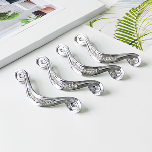 Luxury Silver Zinc Alloy Contemporary Cabinet Pull Handles Clear <b>Crystals</b> for Kitchen Bedroom Wardrobes Furniture Hardware - Product Image 3