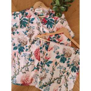 Conjunto de 2 Piezas Botanic Bae Rosa, Crepé Transpirable, Talla XS, Estilo Casual y Sexy para Club, Top sin Mangas y Falda Corta para Primavera/Verano - Product Image 1