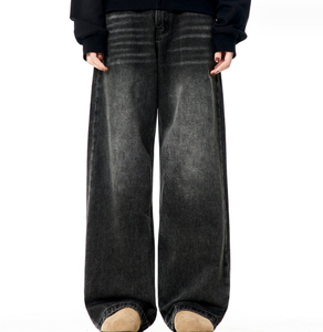 Pantalones vaqueros holgados lavados personalizados OEM para hombre, ropa de calle informal, pantalones vaqueros holgados de gran tamaño para hombre de alta calidad, pantalones vaqueros sueltos - Product Image 4