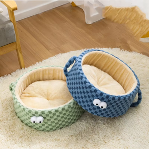Cama cálida de felpa para mascotas con cubierta lavable extraíble, cama redonda antideslizante para gatos, Casa Bonita en forma de taza, cama para cachorros de invierno y otoño - Product Image 6
