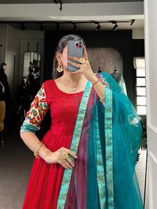 Nouvellement lancé lin tenue décontractée robe Dupatta ensemble entièrement cousu multicolore longue robe Kurti fête traditionnelle mariage adultes - Product Image 3