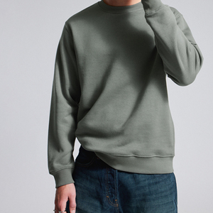 Vente en gros de pulls vintage 100% coton personnalisés pour hommes, pulls, polaire unie, col rond, épaules tombantes, style hiver - Product Image 4