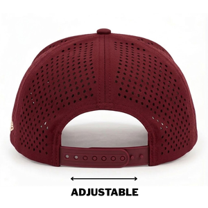 หมวกแก๊ปทรงโค้ง 5 แผง ปรับขนาดได้ ปิดด้วยกระดุมแบบ Snapback กันน้ำ เจาะรูด้วยเลเซอร์ ระบายอากาศได้ดี เหมาะสำหรับกีฬากอล์ฟ  แบบเรียบ  ไม่มีลาย  สามารถสั่งทำได้ - Product Image 4