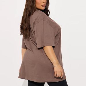 Nouveauté, t-shirts à manches courtes en coton 100% tricoté, logo sur le devant, style streetwear décontracté, surdimensionné, vente en gros, taille plus - Product Image 4