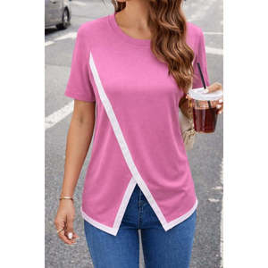 Blusa de Viscosa de Manga Corta y Cuello Redondo para Mujer, Corte Regular, Estilo Casual Básico para Uso Diario, Modelo 32560 - Product Image 2