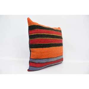 24x24 Inch Multicolor Kantha Patchwork Wool Pillow Vintage Pattern Woven Decorative <b>Cushion</b> - Product Image 3