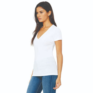 Venta al por mayor de camisetas con cuello en V para las mujeres ideal para la impresión y la marca Camisetas transpirables con cuello en V para las mujeres OEM/ODM B2B Fabricante - Product Image 2