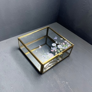 Jewelry <b>Box</b> Organizer Decorative <b>Storage</b> <b>Box</b> Brass Finish Printed Design Metal <b>Material</b> Artisan Design B354 for Rings Necklaces - Product Image 5