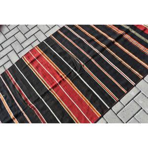 Vintage Turkish Wool <b>Rug</b> Modern <b>Black</b> Oversized Area 34 X 82 ft Flat Weave Patchwork Pattern for Living Room Decorations Latex - Product Image 5