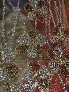 Meilleur prix 100% Polyester tissu perlé de luxe avec Zircon fait à la main fournisseur indien vêtements faisant tissé et motif de maille - Product Image 5