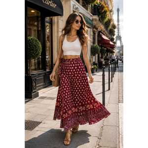 Jaipuri 100% Cotton Natural Waistline Neptol Print <b>Wrap</b> <b>Around</b> <b>Skirt</b> up to XXL (CWS00014) - Product Image 5