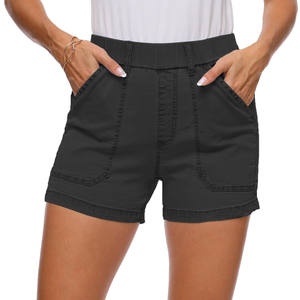 Pantalones cortos de motociclista lisos de cintura alta para correr y entrenamiento para mujer - Product Image 1