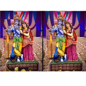 Estatua colorida de FRP Lord Radha Krishna, estatua de pie Radha Krishna de fibra de estilo tradicional - Product Image 1