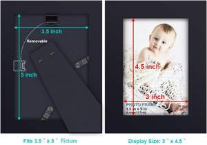 Cadre photo 3.5x5 pouces en bois massif verre haute définition pour affichage de table et montage mural cadre photo noir - Product Image 4