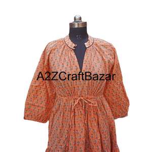 Elegante Vestido Midi Himanshi de Algodón Hecho a Mano en India, Cómodo para el Verano, Informal, para Fiestas, Uso Diario para Mujer - Product Image 3