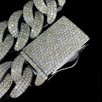 Collar de Cadena Cubana con Incrustaciones de Moissanita Blanca de 25mm en Plata de Ley 925, Estilo Hip Hop y Moda Urbana, Marca D'VINS Jewels