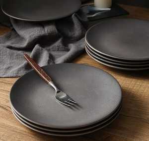 ชุดอาหารค่ำหรูหราทันสมัย 6 ชิ้น จานและชามเซรามิกสโตนแวร์สีดำด้าน เป็นมิตรกับสิ่งแวดล้อมและทนทาน - Product Image 3