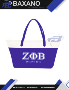 Sac fourre-tout à fermeture éclair personnalisé Zeta Phi Beta Sorority Bleu royal Blanc Grande capacité Sac à main épaule Lettre grecque ZB 1920 Toile - Product Image 4