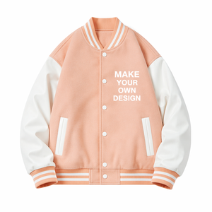 Light Blue Varsity <b>Jacket</b> Custom Design Unisex Casual Baseball <b>Jacket</b> With <b>White</b> Sleeves And Front Button Closure - Product Image 2