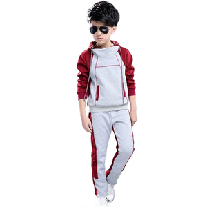 Ensemble de survêtement en molleton de coton pour enfants, sweat à capuche et pantalon de jogging avec poche plaquée, impression de logo personnalisée, vêtements décontractés - Product Image 3