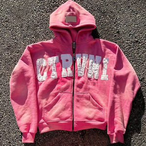 Sweat à capuche brodé en détresse pour hommes Sweatshirts en molleton de haute qualité Streetwear Vente en gros Prix bon marché - Product Image 4