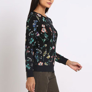 Sudadera de pieza negra de alta calidad para sudadera con logotipo de invierno, suéter de cuello redondo de lana de algodón para mujer - Product Image 6