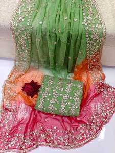 Salwar Kameez de style designer avec broderie Gota pour femmes, pour les occasions festives et nuptiales, vêtements de soirée, matière acrylique - Product Image 3