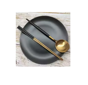 Cuillère en laiton doré Ensemble de couverts Revêtement noir Poignée personnalisée Excellente qualité Couverts de luxe au prix le plus bas - Product Image 1