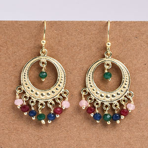 Pendiente colgante de cuentas naturales de Plata de Ley 925, pendiente de moda clásico chapado en oro para regalos de boda o fiestas para mujeres - Product Image 2